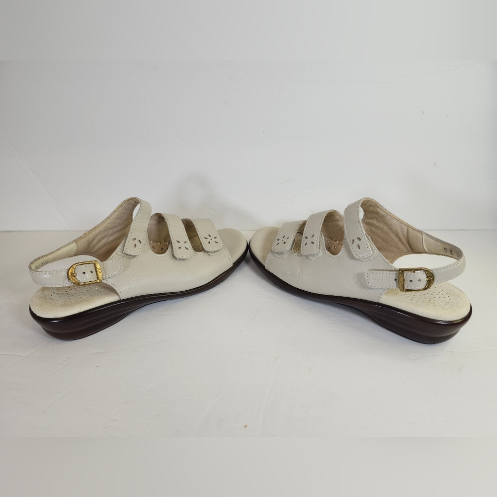 SAS Beige Leather Quatro Tripad Comfort Orthopedic Slingback Sandals Shoes S 7M - Picture 5 of 10